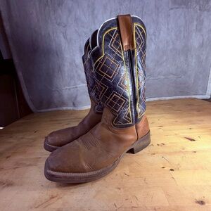 Alfa Cowboy Western Boots Brown Leather Square Toe Ranch boots Men’s Size 9 Alfa